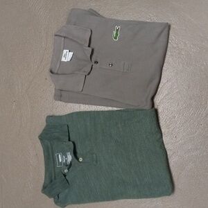 Two Polo Shortsleeve Shirts Sonoma (green) and Lacoste (grey)